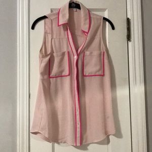 Pink button down sleeveless blouse